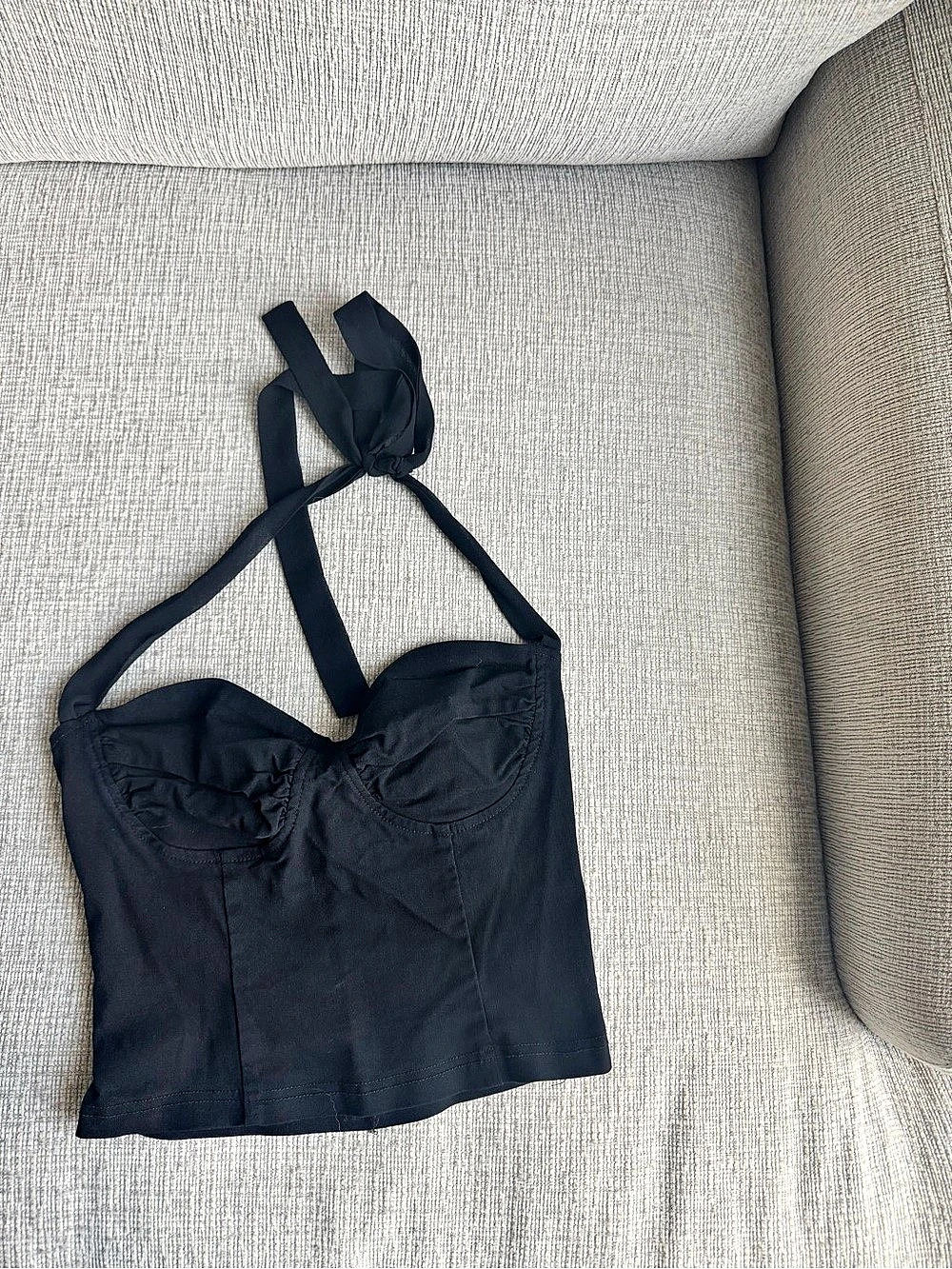 Halter Tie Neck Black crop top